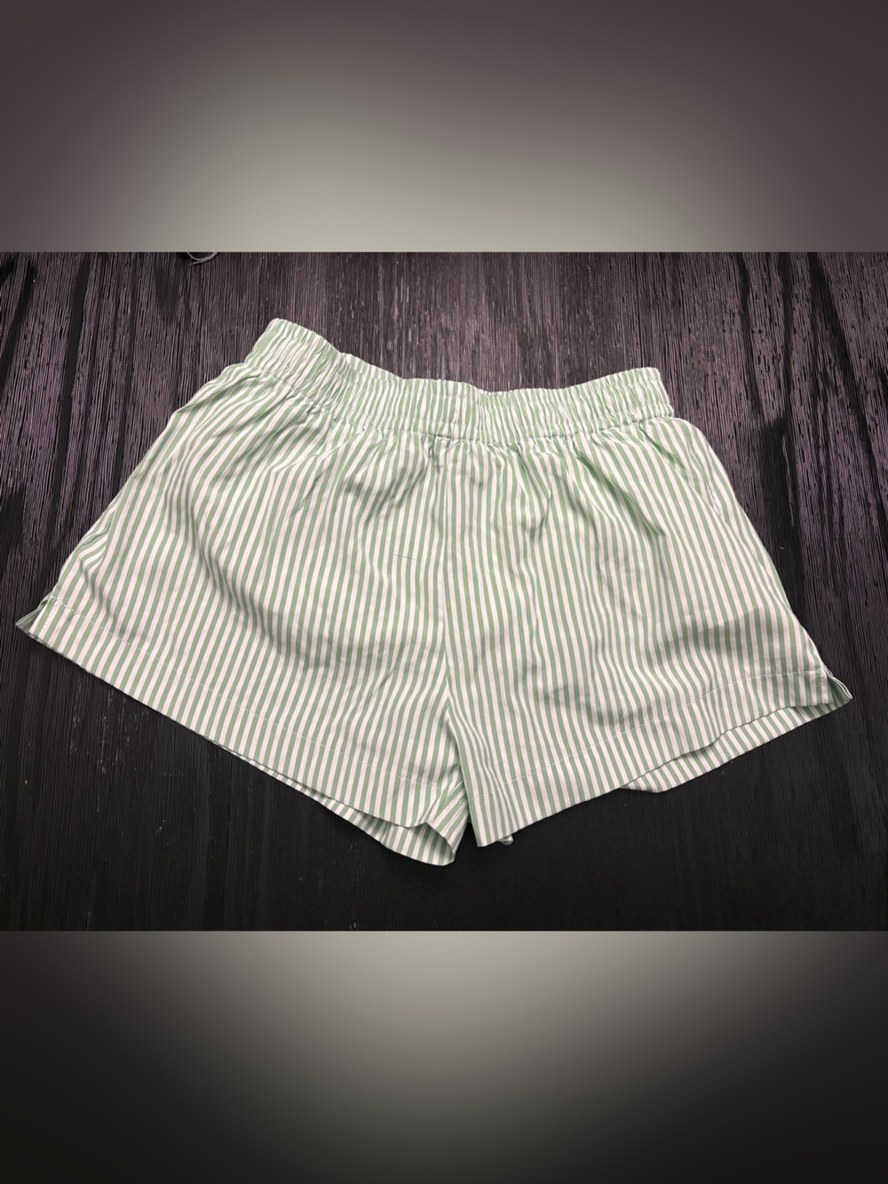 Princess Polly Green and White Striped Elastic-Waist Shorts